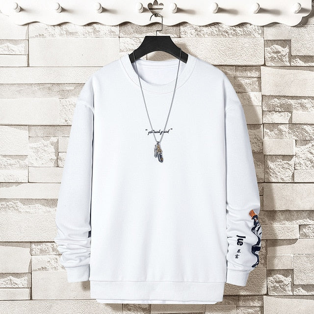 Oversized Crewneck Sweatshirt Men 2021 Spring Solid Hip Hop Japanese Streetwear Pullovers Hoodie Sweatshirts Male