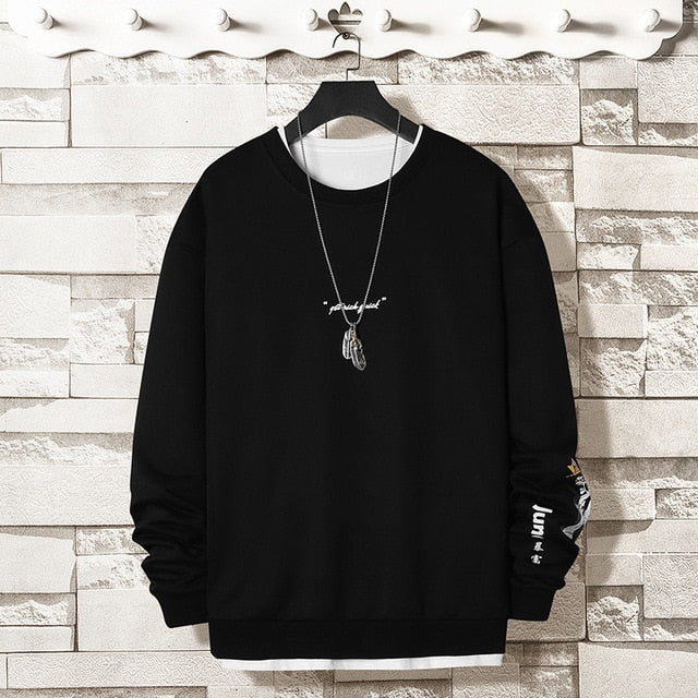 Oversized Crewneck Sweatshirt Men 2021 Spring Solid Hip Hop Japanese Streetwear Pullovers Hoodie Sweatshirts Male