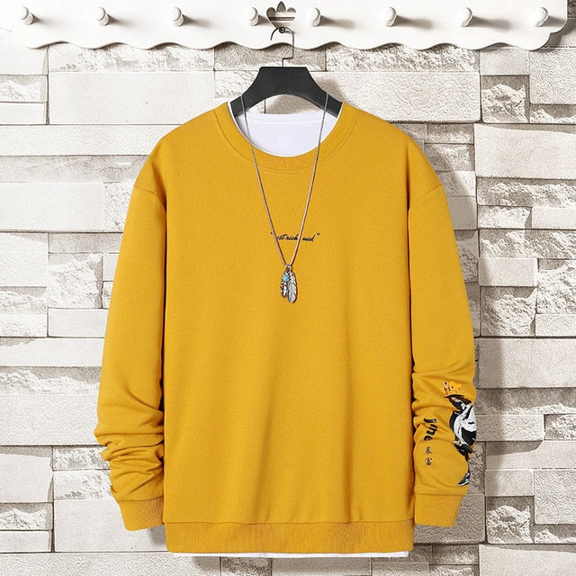 Oversized Crewneck Sweatshirt Men 2021 Spring Solid Hip Hop Japanese Streetwear Pullovers Hoodie Sweatshirts Male