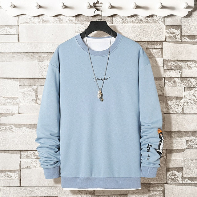 Oversized Crewneck Sweatshirt Men 2021 Spring Solid Hip Hop Japanese Streetwear Pullovers Hoodie Sweatshirts Male