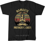 Vintage Namaste Mother Fcker Explicit Funny T-shirt Men Cotton Tees Tops Harajuku