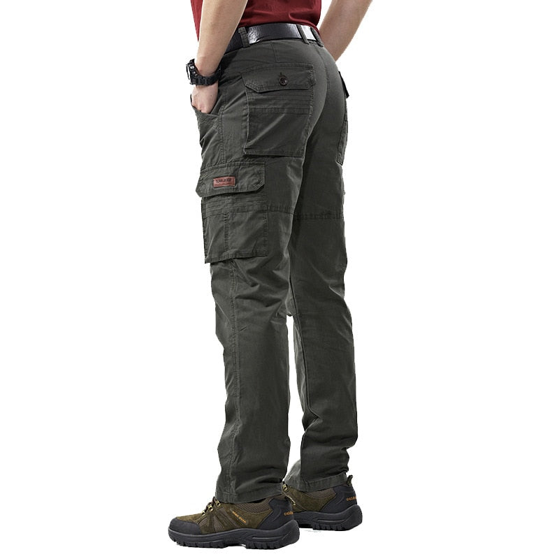Men's Overalls Military Army Cargo Pants Spring Cotton Baggy Denim Pants Male Multi-pockets Casual Long Trousers