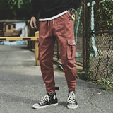 2021 Men's Side Pockets Cargo Harem Pants Fashion Ribbons Black Hip Hop Casual Male Joggers Trousers Fashion Streetwear Pants