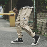 2021 Men's Side Pockets Cargo Harem Pants Fashion Ribbons Black Hip Hop Casual Male Joggers Trousers Fashion Streetwear Pants