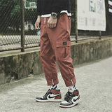2021 Men's Side Pockets Cargo Harem Pants Fashion Ribbons Black Hip Hop Casual Male Joggers Trousers Fashion Streetwear Pants