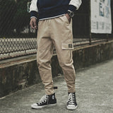 2021 Men's Side Pockets Cargo Harem Pants Fashion Ribbons Black Hip Hop Casual Male Joggers Trousers Fashion Streetwear Pants