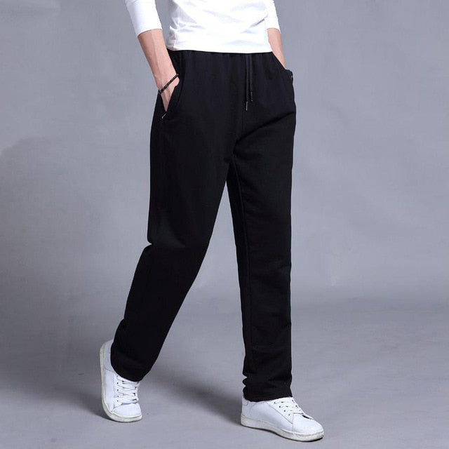 Men Autumn Summer Sports Running Pants Pockets Training Elastic Waist Jogging Casual Trousers Sweatpants Solid