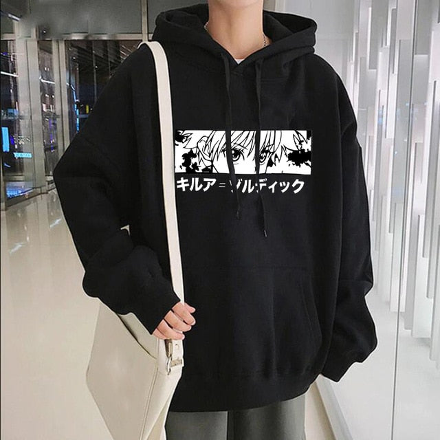 Japanese Anime Funny Killua Eyes Hoodies 2021 Japan Style Hunter X Hunter Sweatshirts Streetwear