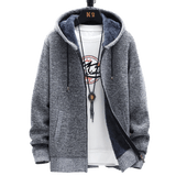 2021 Winter Sweater Coat Men Thick Warm Hooded Cardigan Jumpers Men Striped Wool Liner Zipper Fleece