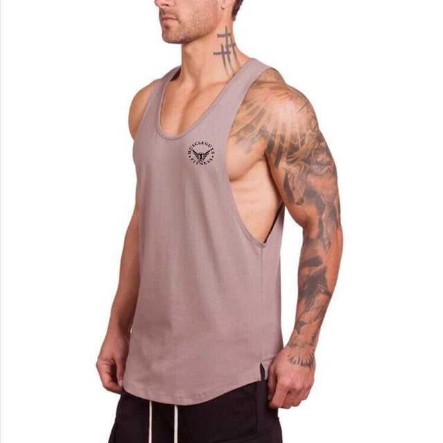 Cotton Singlets Bodybuilding Stringer Tank Top Men Fitness Shirt Muscle Vest