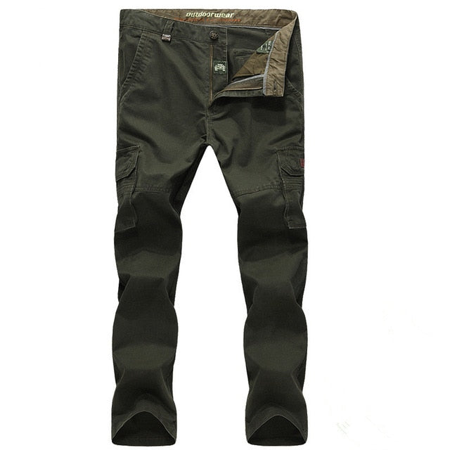 Men's Overalls Military Army Cargo Pants Spring Cotton Baggy Denim Pants Male Multi-pockets Casual Long Trousers