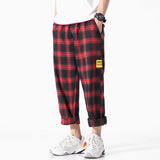 Men's Joggers  Plaid Pants Man Black Cotton Comfortable Pant Summer Casual Streetwear Loose Trouser Japanese Trendy Sweatpants