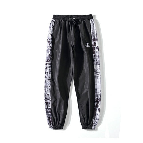 Mens Leggings Pants with Japanese Anime Print Joggers Sweatpants for Fall Fashion Drawstring Sport Streetwear Hip Hop Harem Pant