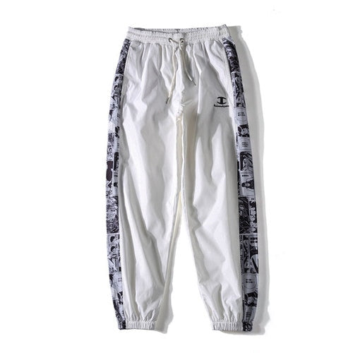 Mens Leggings Pants with Japanese Anime Print Joggers Sweatpants for Fall Fashion Drawstring Sport Streetwear Hip Hop Harem Pant