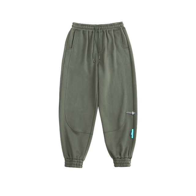 Fleece Loose Fit Men Sweatpant In Pure Color 2021 Winter Elastic Waist Sweatpant Streetwear Men Outdoor Pants