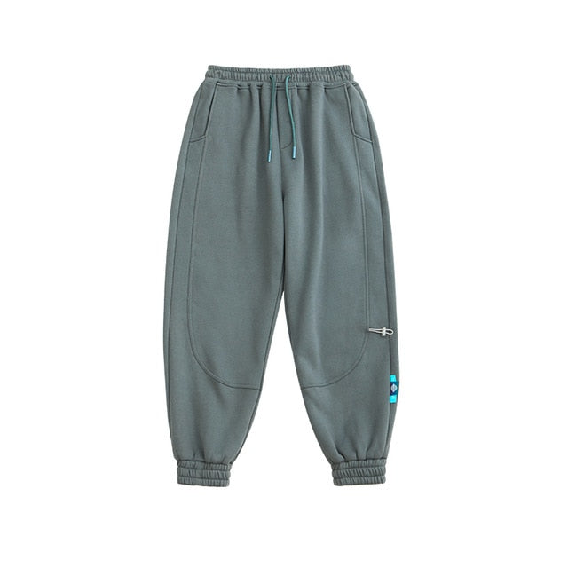 Fleece Loose Fit Men Sweatpant In Pure Color 2021 Winter Elastic Waist Sweatpant Streetwear Men Outdoor Pants