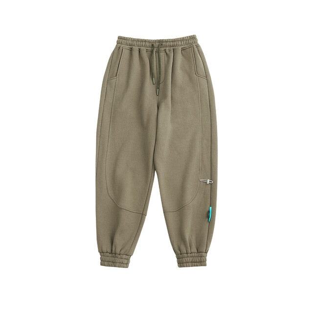Fleece Loose Fit Men Sweatpant In Pure Color 2021 Winter Elastic Waist Sweatpant Streetwear Men Outdoor Pants