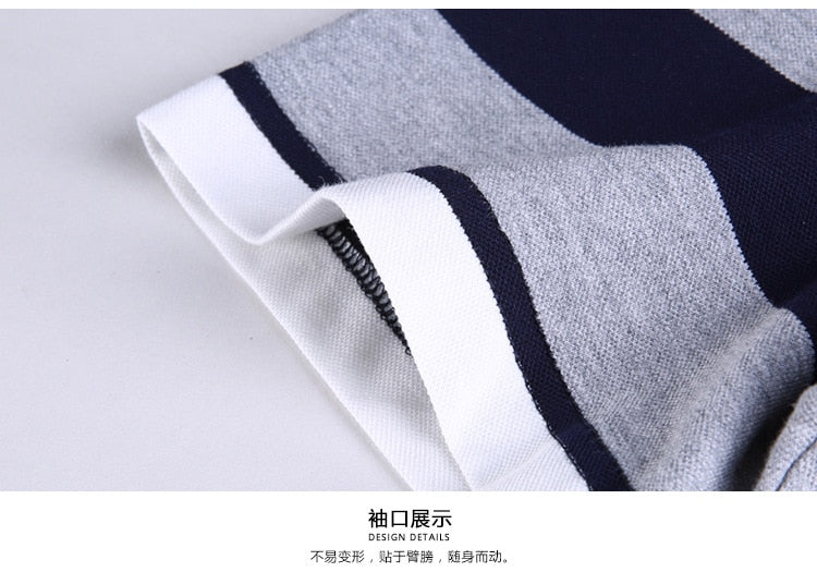 Men Classic Striped Polo Shirt Cotton Short Sleeve NEW Arrived 2021 summer Plus