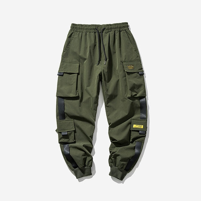 2021 New Hip Hop Joggers Cargo Pants Men Harem Pants Multi-Pocket Ribbons Man Sweatpants Streetwear Casual