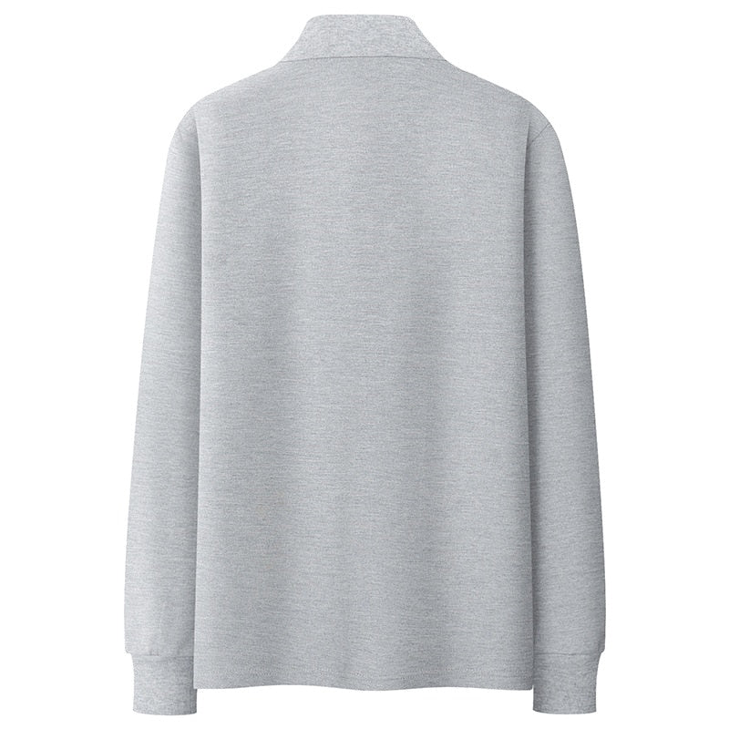 Men Fashion Polo Shirts Men's Casual Wild Polo Shirt Autumn New Solid Color Lapel Long Sleeves Polo Shirts Male
