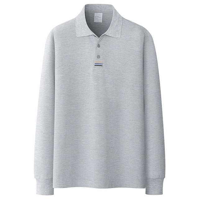 Men Fashion Polo Shirts Men's Casual Wild Polo Shirt Autumn New Solid Color Lapel Long Sleeves Polo Shirts Male