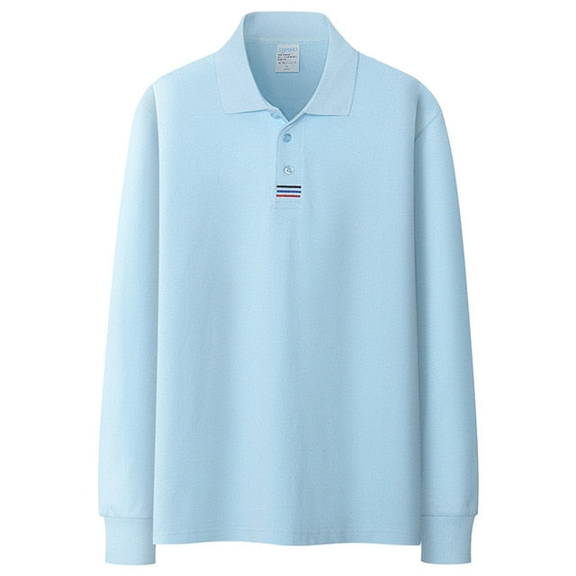 Men Fashion Polo Shirts Men's Casual Wild Polo Shirt Autumn New Solid Color Lapel Long Sleeves Polo Shirts Male