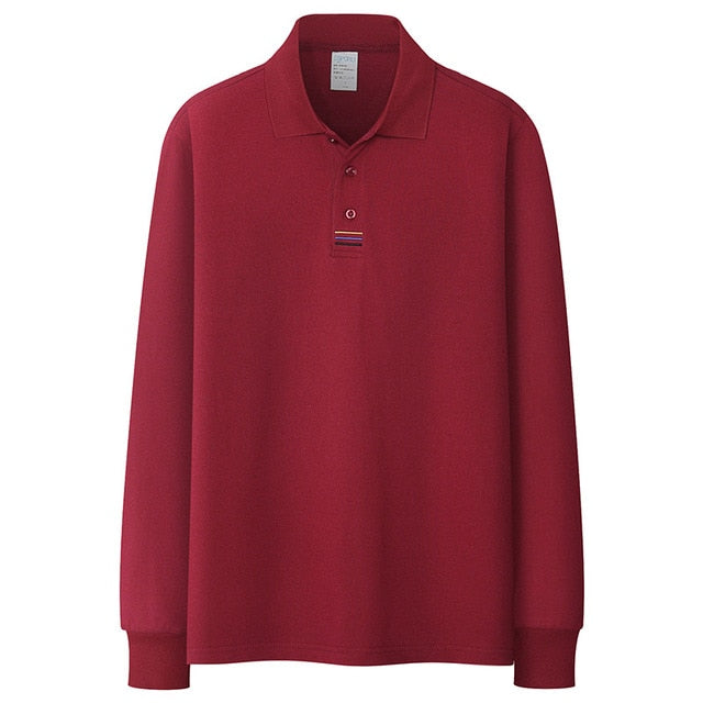 Men Fashion Polo Shirts Men's Casual Wild Polo Shirt Autumn New Solid Color Lapel Long Sleeves Polo Shirts Male