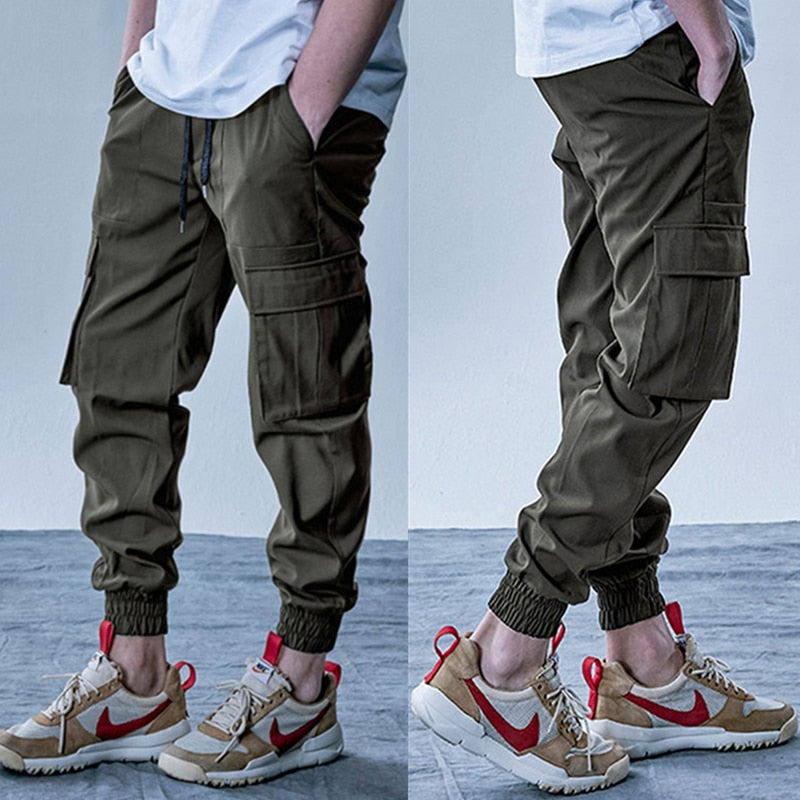 Mens Cargo Pants Elastic Multiple Pocket Military Male Trousers Outdoor Joggers Pant Joggers Trousers Fashion Harajuku Men Pants