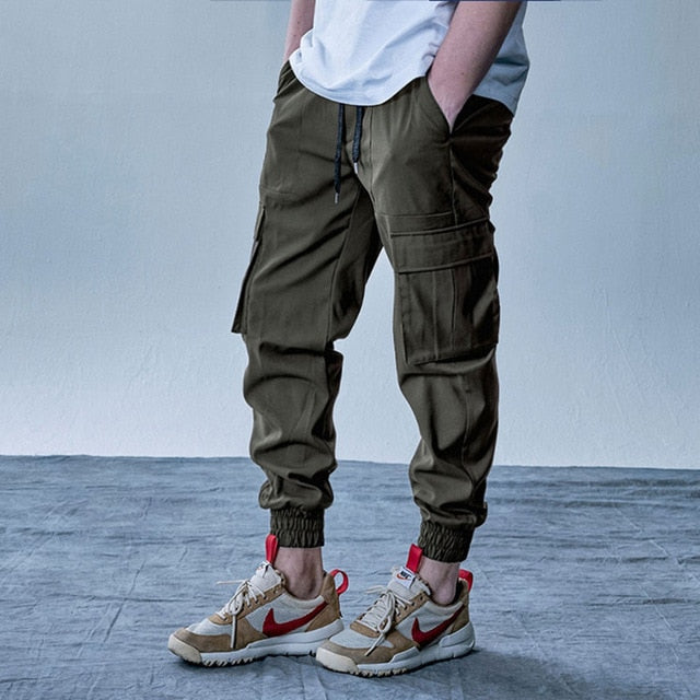 Mens Cargo Pants Elastic Multiple Pocket Military Male Trousers Outdoor Joggers Pant Joggers Trousers Fashion Harajuku Men Pants