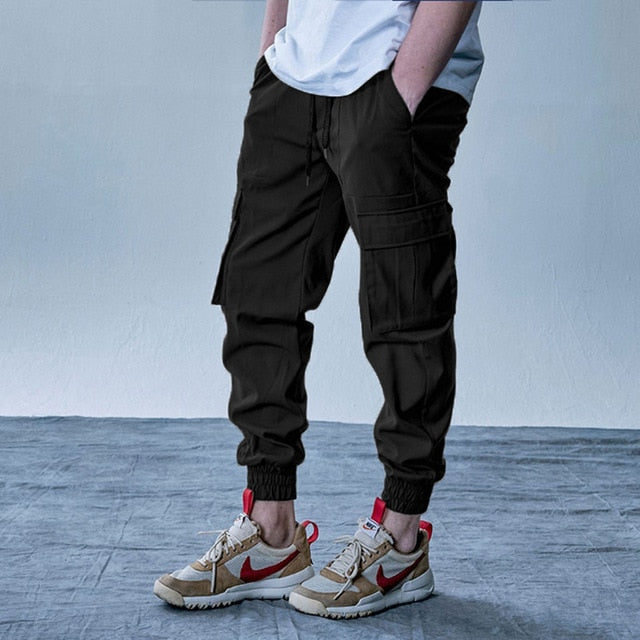 Mens Cargo Pants Elastic Multiple Pocket Military Male Trousers Outdoor Joggers Pant Joggers Trousers Fashion Harajuku Men Pants