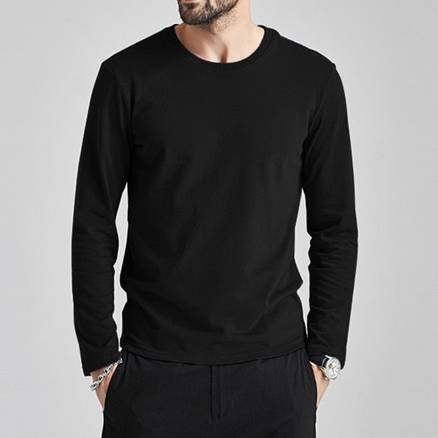 Long Sleeve T-Shirts Men Women 100% Cotton Summer Short Tees Solid Basic Soft Male