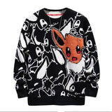 Japan Anime Eevee Sweater Cartoon Cute Men Fashion Round Collar Loose Knitwear Woolen