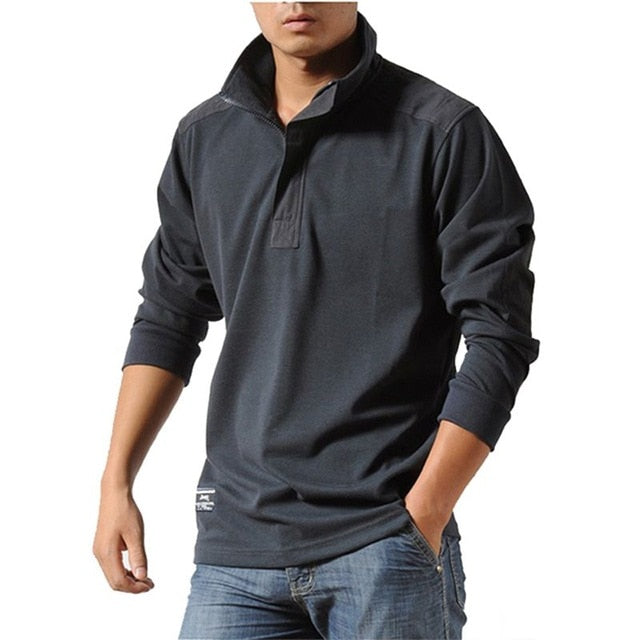 Cotton Casual Shirts Men Autumn Loose Long Sleeved Tactical Shirts Military Big Size Business Leisure Men Polo Shirt