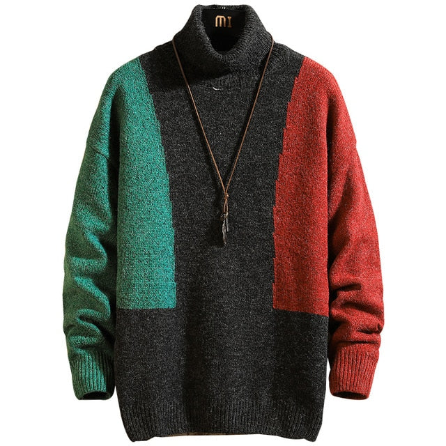 New Men's Sweater Winter Turtleneck Pullover Fashion Designer Mens Long Sleeve
