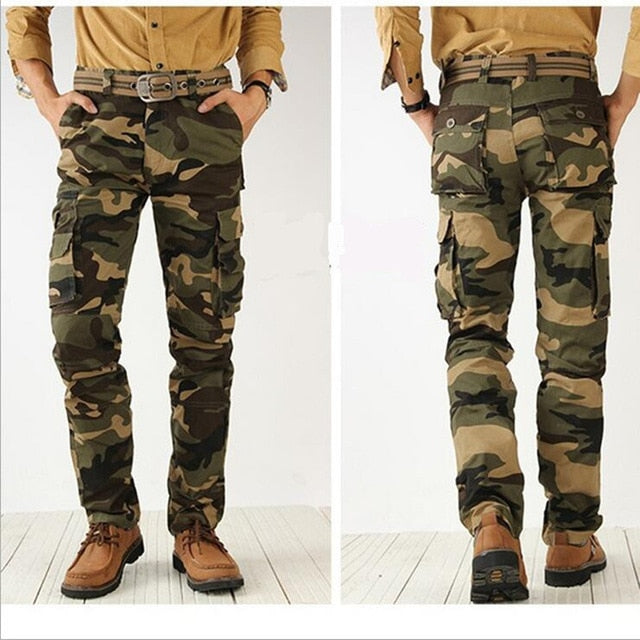 men's cargo pants cotton high quality Jogger Straight trousers men military camo Male army