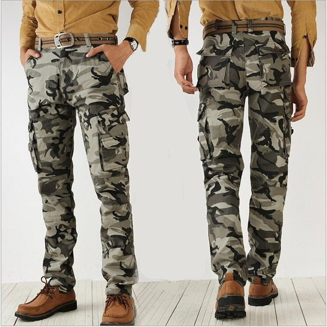 men's cargo pants cotton high quality Jogger Straight trousers men military camo Male army