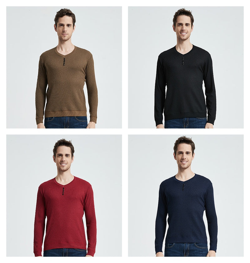 Sweater Men Casual Shirt Spring Autumn Slim Fit Long Sleeve Mens Sweaters Knitted Cotton Pull Homme Top