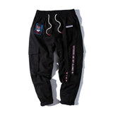 Streetwear Hip Hop Cargo Pants Men Women Ribbon Letter Embroidery Japanese Joggers Trousers Casual Harem Pants Pink
