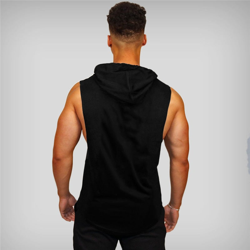 Clothing Mens Bodybuilding Hooded Tank Top Cotton Sleeveless Vest Sweatshirt Fitness Workout Sportswear Tops Male