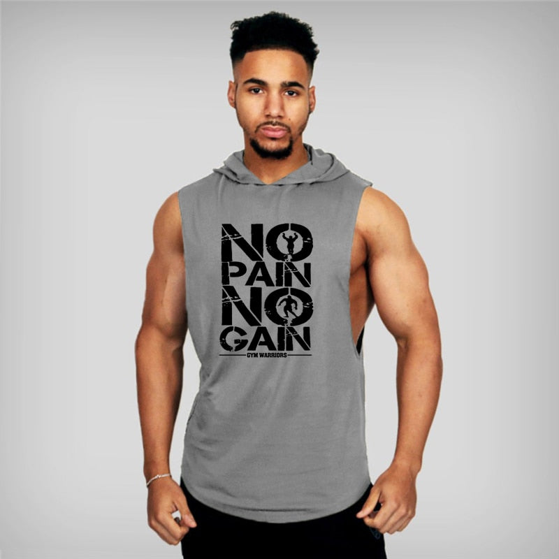 Clothing Mens Bodybuilding Hooded Tank Top Cotton Sleeveless Vest Sweatshirt Fitness Workout Sportswear Tops Male