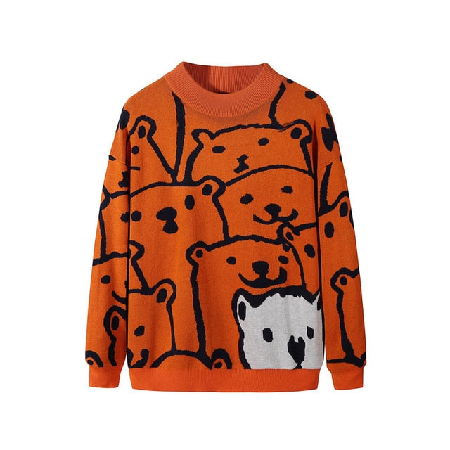 Cartoon Bear Sweater Men Winter Men's Clothing Fashion Long Sleeve Knitted Pullover Sweater 2021 New Cotton