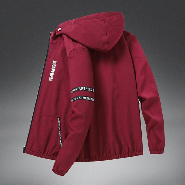 Spring Autumn Streetwear Jackets Men Hooded Casual Loose Print Windbreaker Jacket Male Hip Hop Coat homme