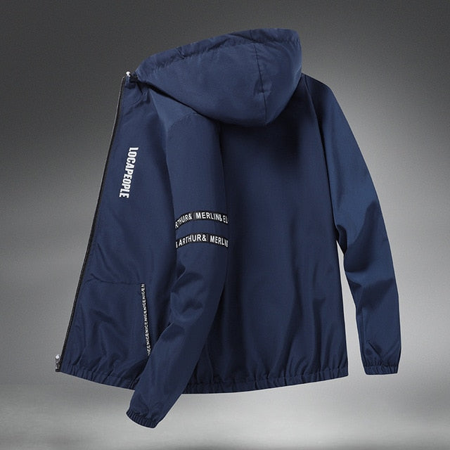 Spring Autumn Streetwear Jackets Men Hooded Casual Loose Print Windbreaker Jacket Male Hip Hop Coat homme