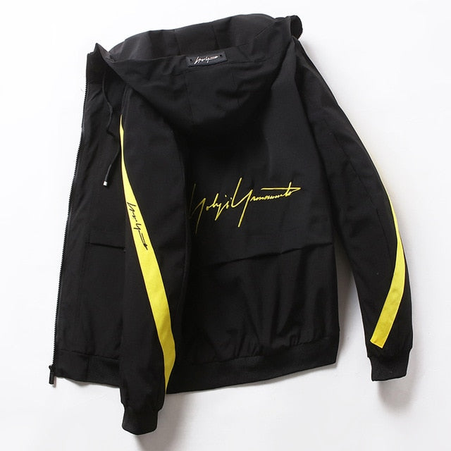 Spring Autumn Streetwear Jackets Men Hooded Casual Loose Print Windbreaker Jacket Male Hip Hop Coat homme