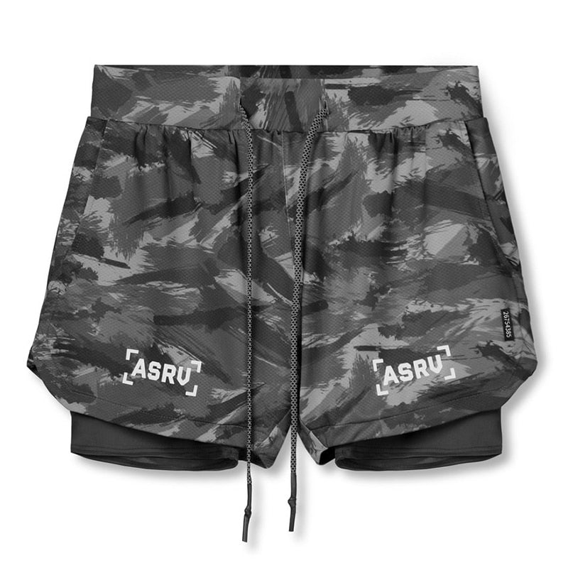 2021 New Double deck Running Shorts Men  Fitness Workout Bermuda Bodybuilding Quick dry Short Pants Male  clothing Bottoms