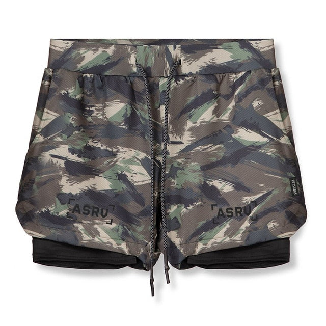 2021 New Double deck Running Shorts Men  Fitness Workout Bermuda Bodybuilding Quick dry Short Pants Male  clothing Bottoms