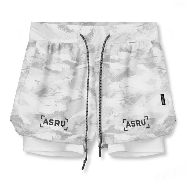 2021 New Double deck Running Shorts Men  Fitness Workout Bermuda Bodybuilding Quick dry Short Pants Male  clothing Bottoms