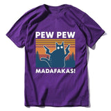 Pew Pew Madafakas 100% Cotton Shirt Novelty Funny Cat Vintage Crew Neck Men's T-Shirt Humor Top Tee