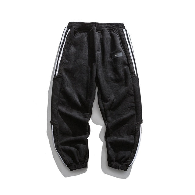 Winter Korean Style Hip Hop Thick Casual Harem Pants Streetwear Fashion Sweatpants Joggers Men Harajuku Striped