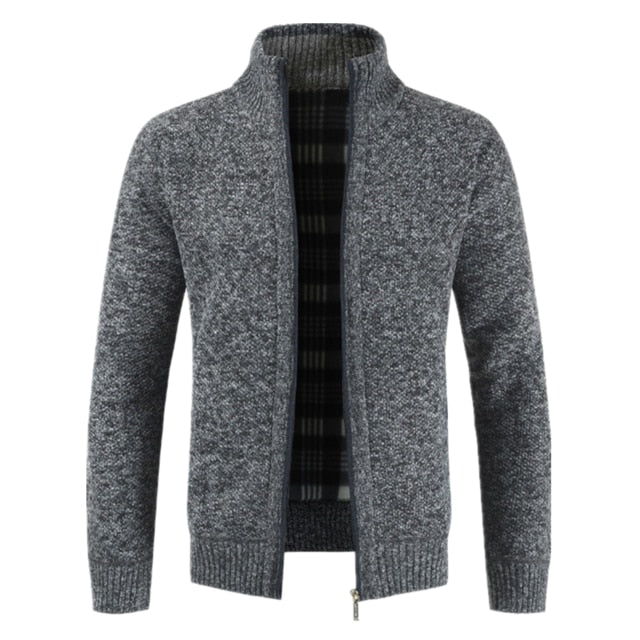 Autumn Winter New Men's Jacket Slim Fit Stand Collar Zipper Jacket Men Solid Cotton Thick Warm Jacket Men